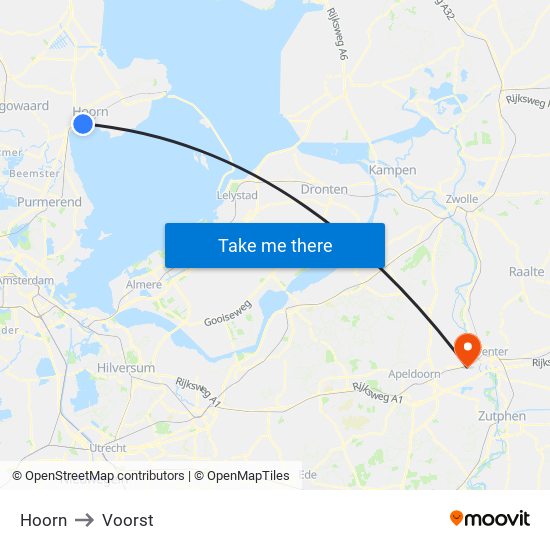 Hoorn to Voorst map