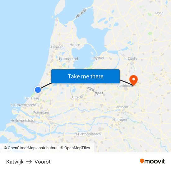 Katwijk to Voorst map