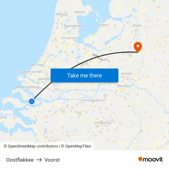 Oostflakkee to Voorst map