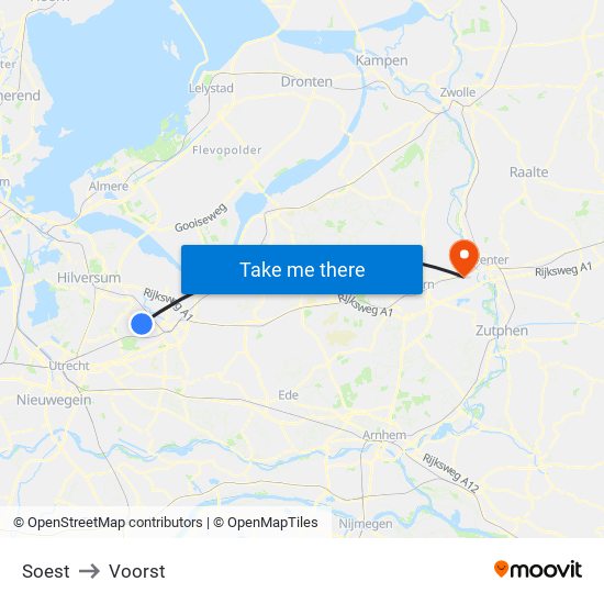 Soest to Voorst map