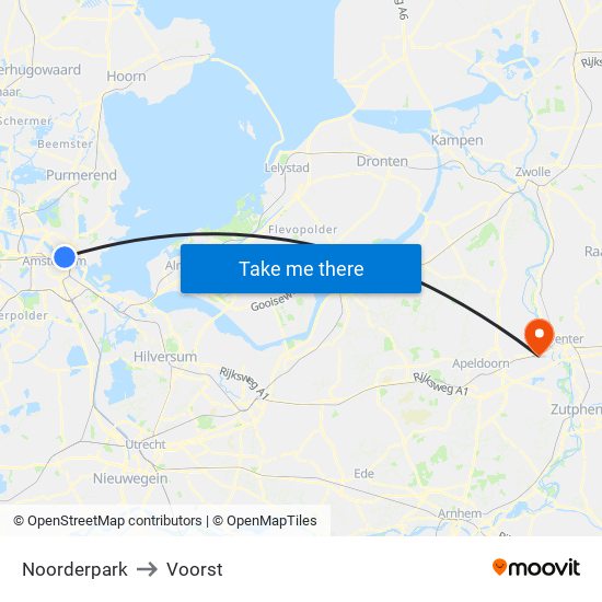 Noorderpark to Voorst map