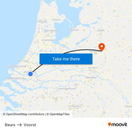 Beurs to Voorst map