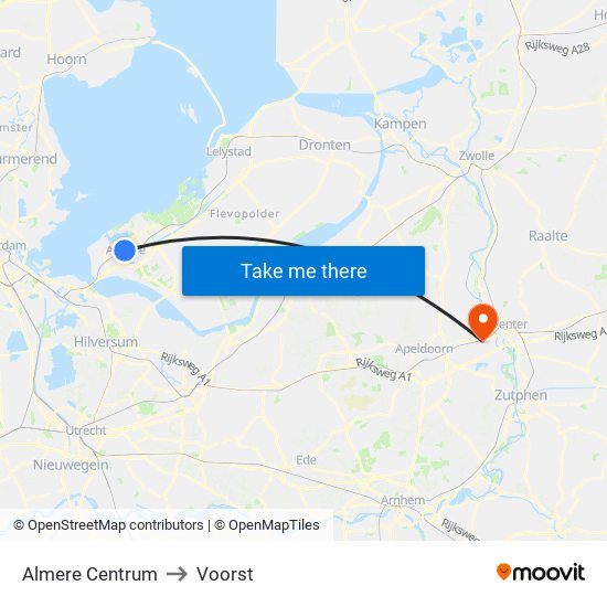 Almere Centrum to Voorst map