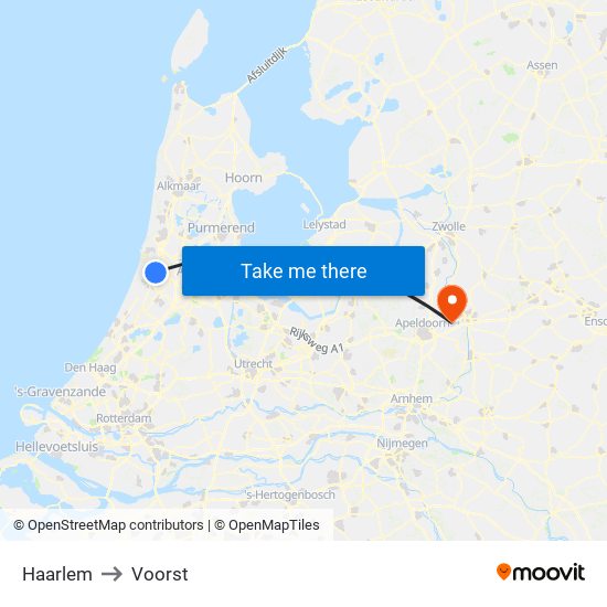 Haarlem to Voorst map