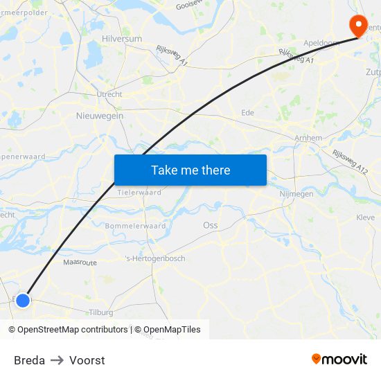 Breda to Voorst map