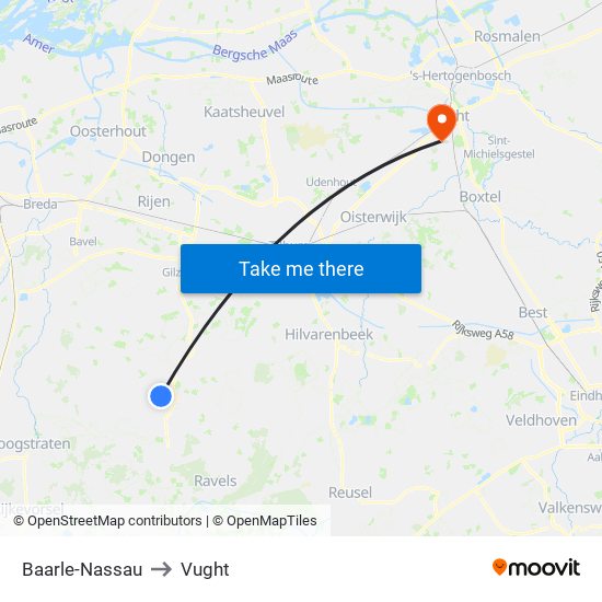 Baarle-Nassau to Vught map