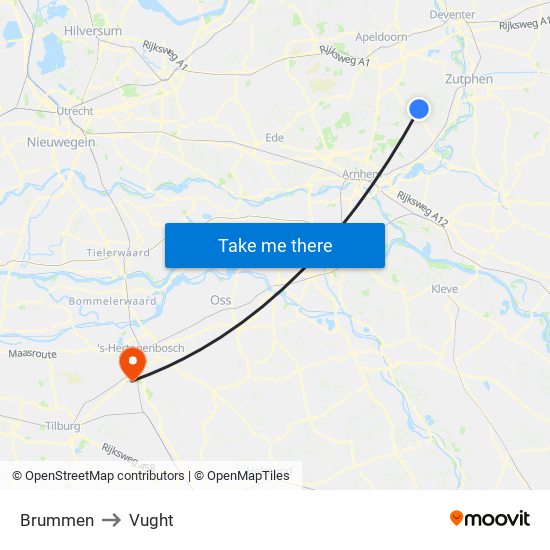 Brummen to Vught map