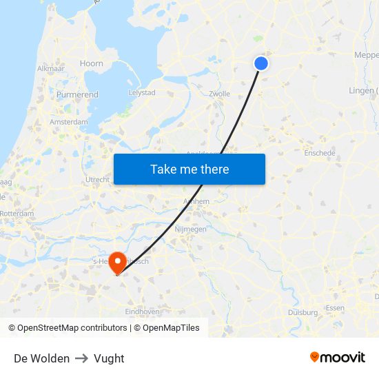 De Wolden to Vught map