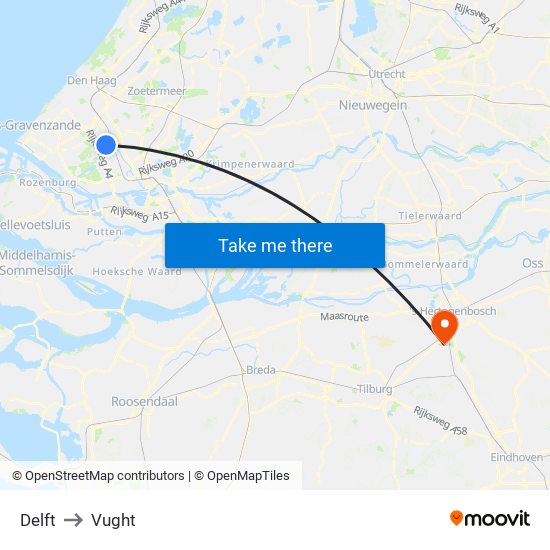 Delft to Vught map