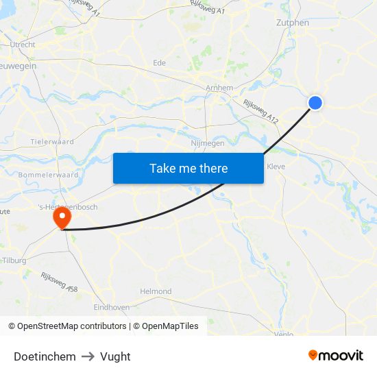 Doetinchem to Vught map