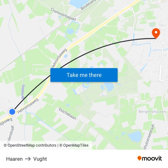 Haaren to Vught map