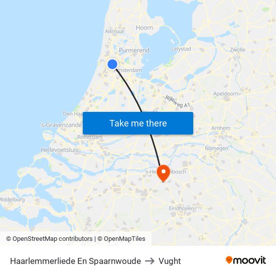 Haarlemmerliede En Spaarnwoude to Vught map