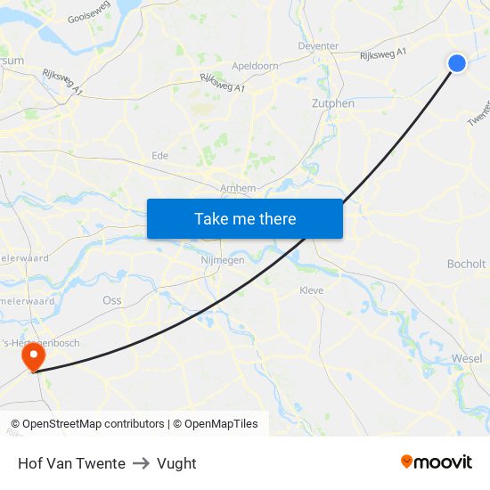 Hof Van Twente to Vught map
