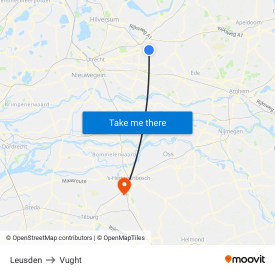 Leusden to Vught map