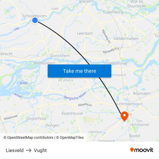 Liesveld to Vught map