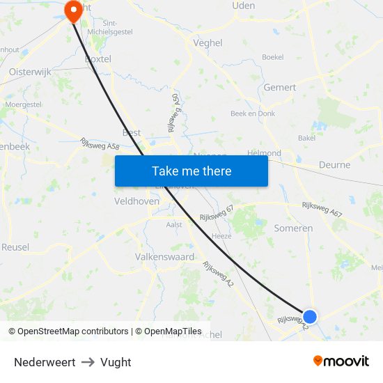 Nederweert to Vught map