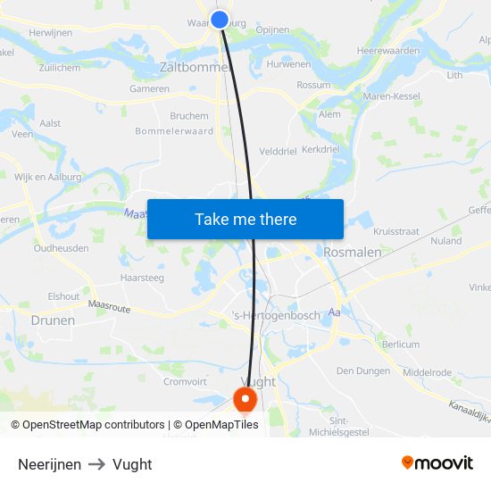 Neerijnen to Vught map