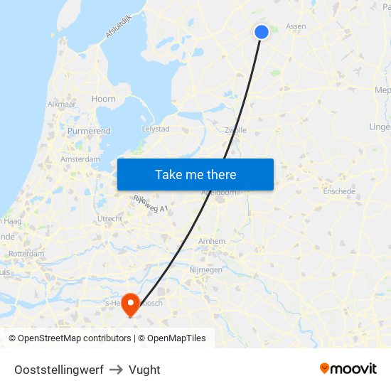 Ooststellingwerf to Vught map