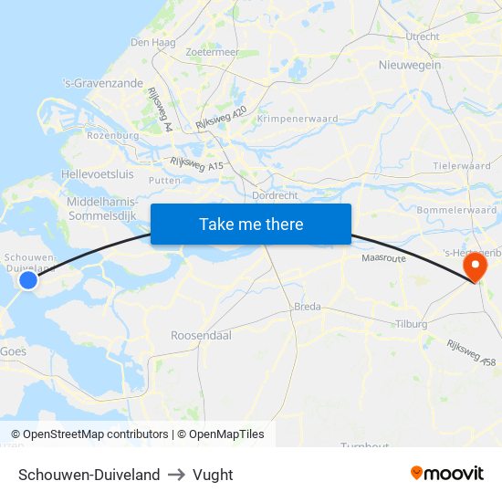 Schouwen-Duiveland to Vught map