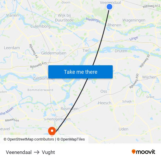 Veenendaal to Vught map