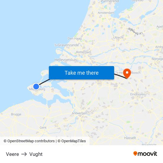 Veere to Vught map