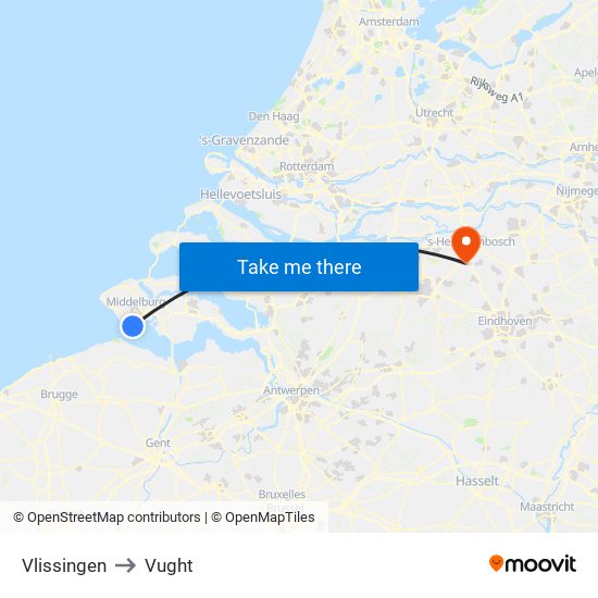 Vlissingen to Vught map