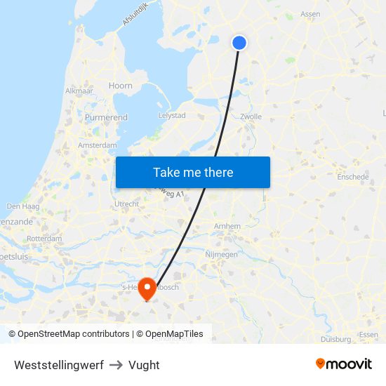 Weststellingwerf to Vught map