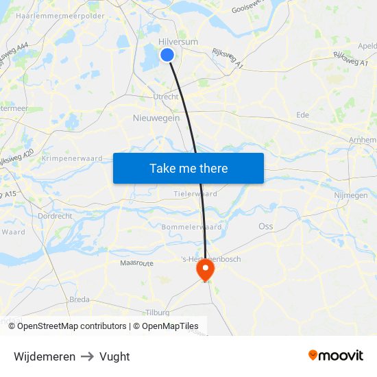 Wijdemeren to Vught map