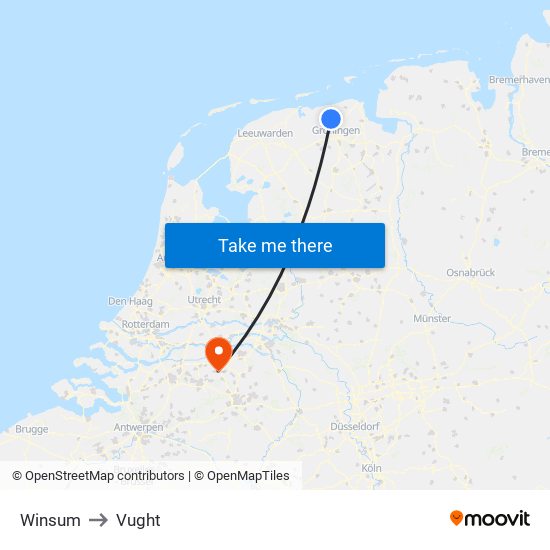 Winsum to Vught map