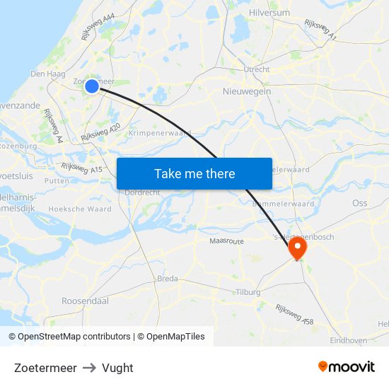 Zoetermeer to Vught map