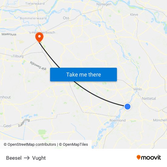 Beesel to Vught map