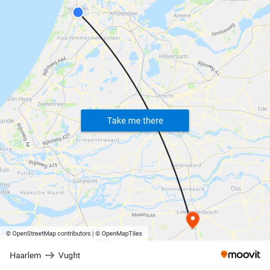Haarlem to Vught map