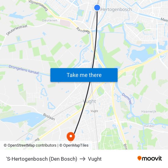 'S-Hertogenbosch (Den Bosch) to Vught map