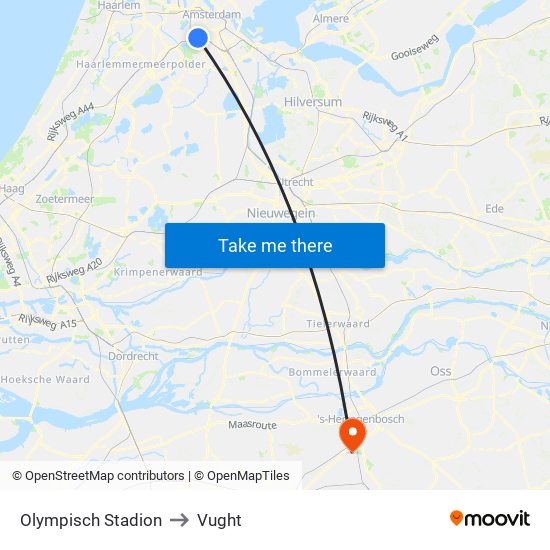 Olympisch Stadion to Vught map