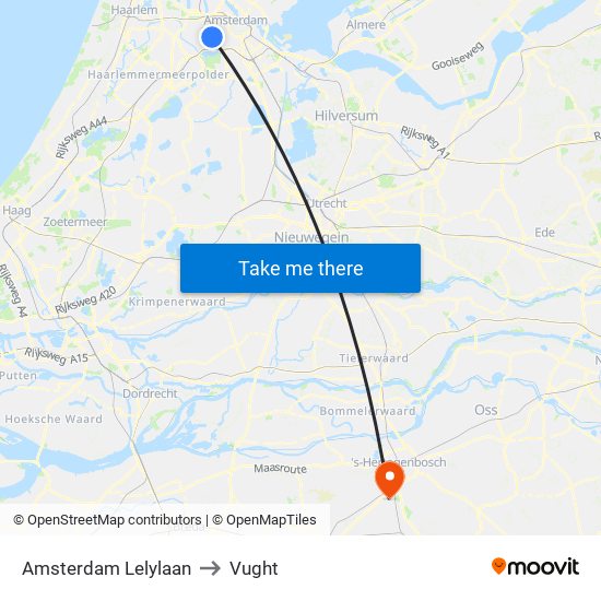 Amsterdam Lelylaan to Vught map