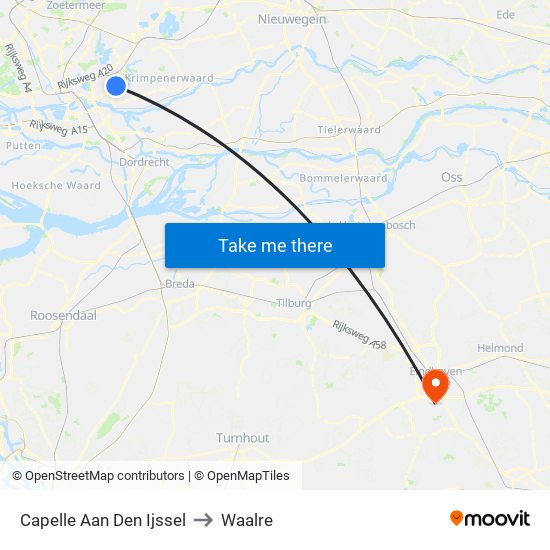 Capelle Aan Den Ijssel to Waalre map