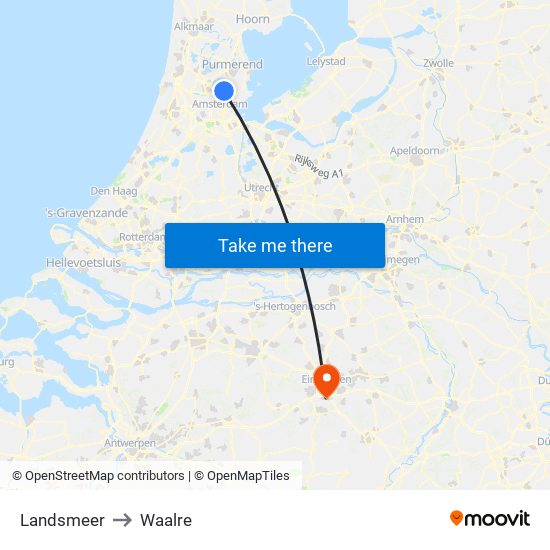 Landsmeer to Waalre map