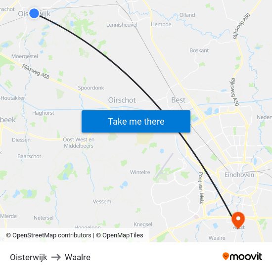 Oisterwijk to Waalre map