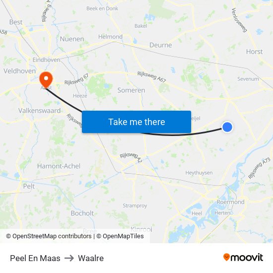 Peel En Maas to Waalre map