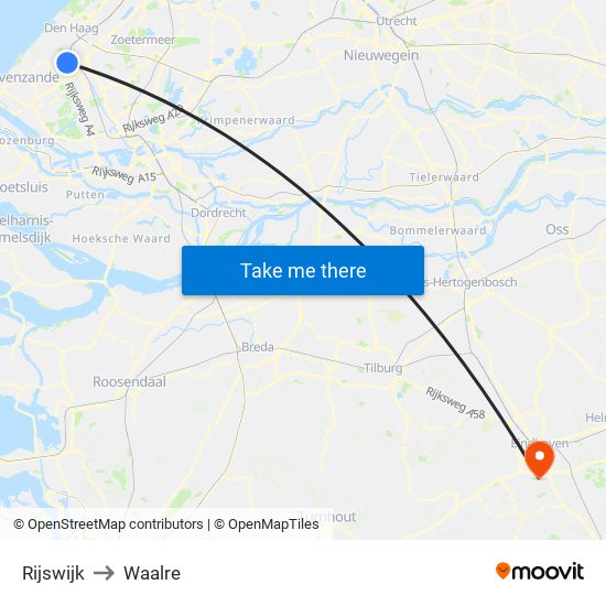 Rijswijk to Waalre map