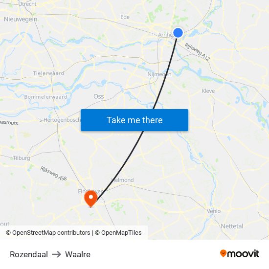 Rozendaal to Waalre map