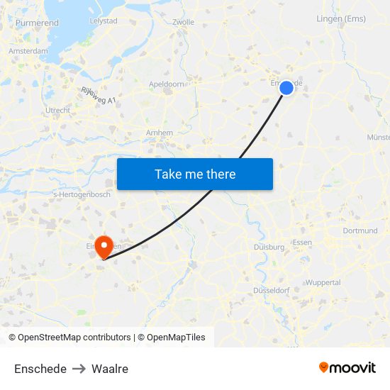 Enschede to Waalre map