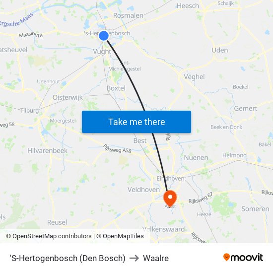 'S-Hertogenbosch (Den Bosch) to Waalre map