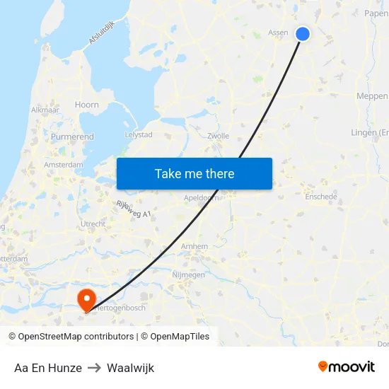Aa En Hunze to Waalwijk map