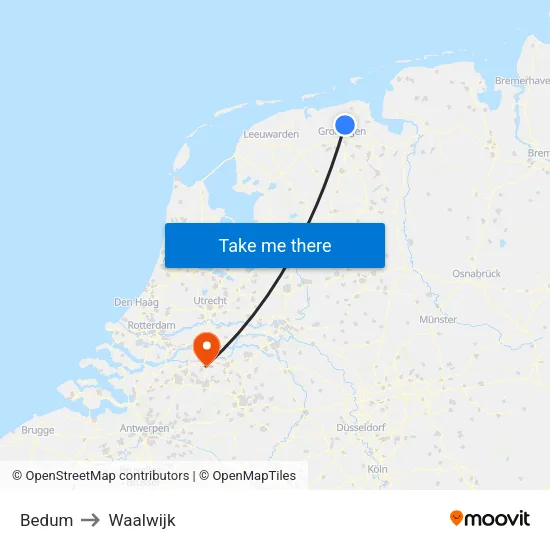 Bedum to Waalwijk map