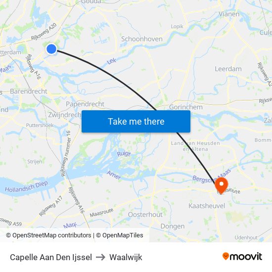 Capelle Aan Den Ijssel to Waalwijk map