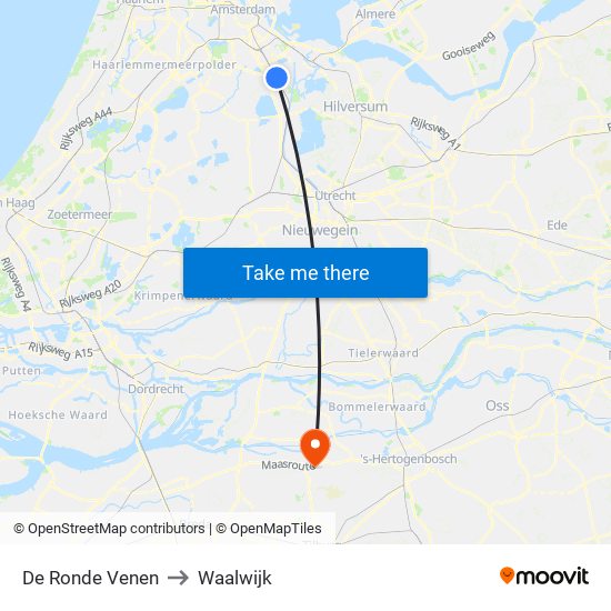 De Ronde Venen to Waalwijk map