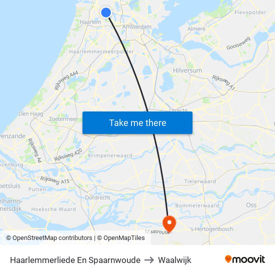 Haarlemmerliede En Spaarnwoude to Waalwijk map