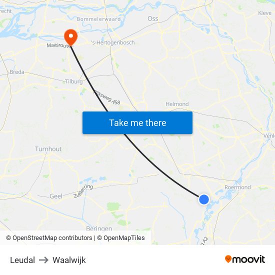 Leudal to Waalwijk map