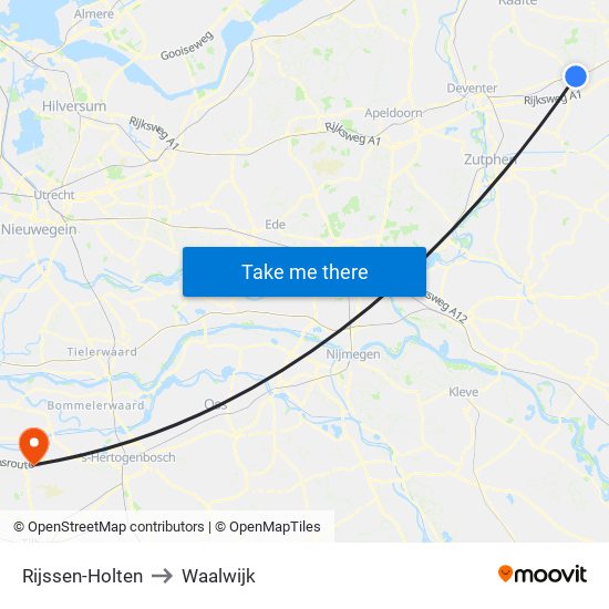 Rijssen-Holten to Waalwijk map